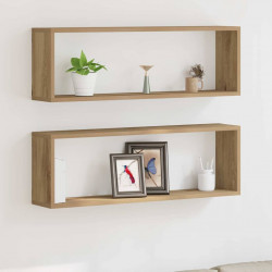 Półki ścienne z półką 2 pcs Dąb rzemieślniczy 80 x 15 x 26 cm