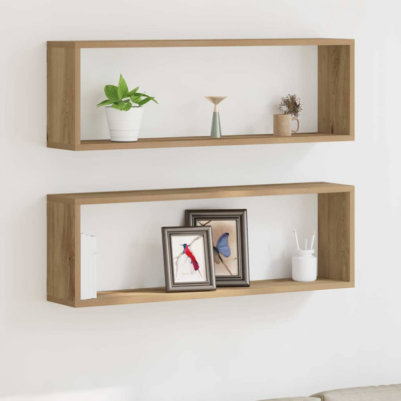 Półki ścienne z półką 2 pcs Dąb rzemieślniczy 80 x 15 x 26 cm