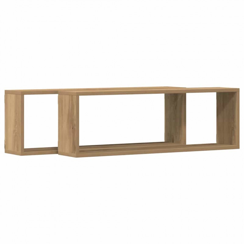 Półki ścienne z półką 2 pcs Dąb rzemieślniczy 80 x 15 x 26 cm