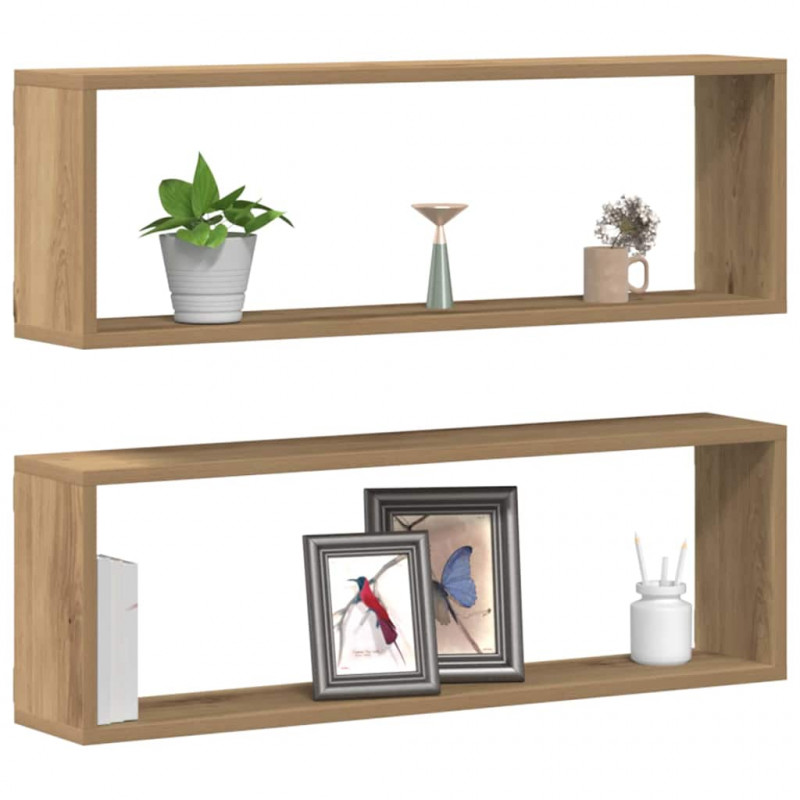 Półki ścienne z półką 2 pcs Dąb rzemieślniczy 80 x 15 x 26 cm
