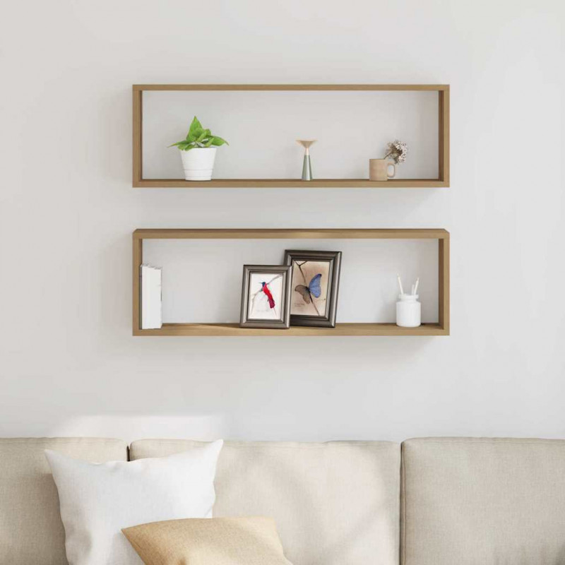 Półki ścienne z półką 2 pcs Dąb rzemieślniczy 80 x 15 x 26 cm