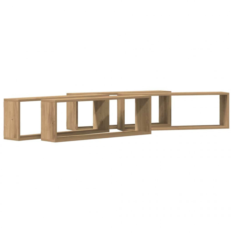 Półki ścienne z półką 4 pcs Dąb rzemieślniczy 80 x 15 x 26 cm