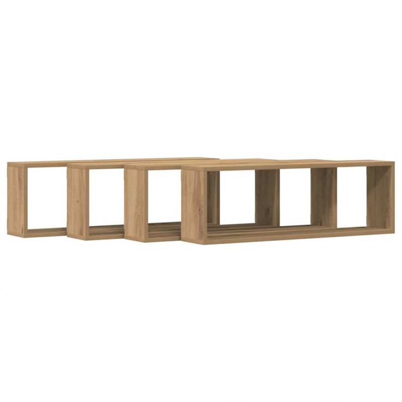 Półki ścienne z półką 4 pcs Dąb rzemieślniczy 80 x 15 x 26 cm