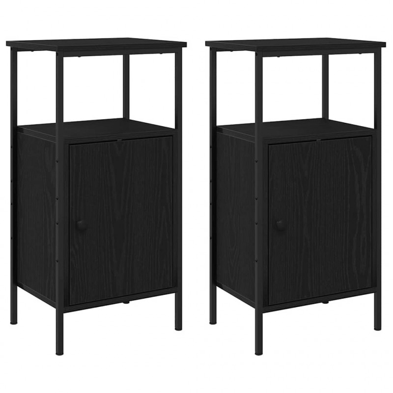 Szafka Nocna 2 pcs Czarny Dąb 41 x 31 x 80 cm