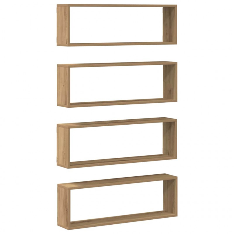 Półki ścienne z półką 4 pcs Dąb rzemieślniczy 80 x 15 x 26 cm