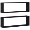 Półki ścienne z półką 2 pcs Czarny Dąb 80 x 15 x 26 cm