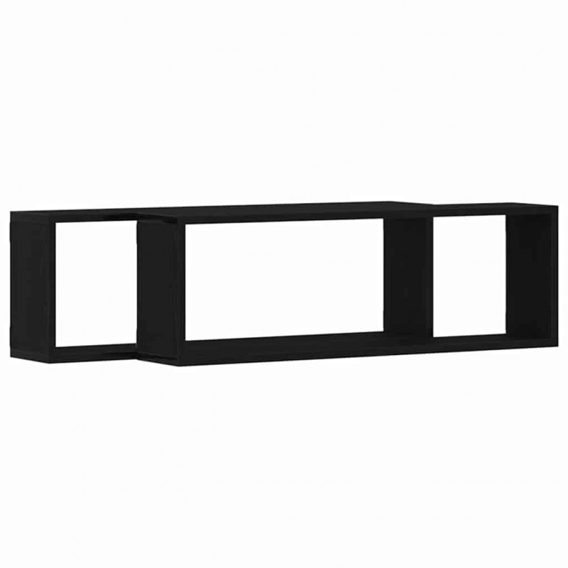 Półki ścienne z półką 2 pcs Czarny Dąb 80 x 15 x 26 cm