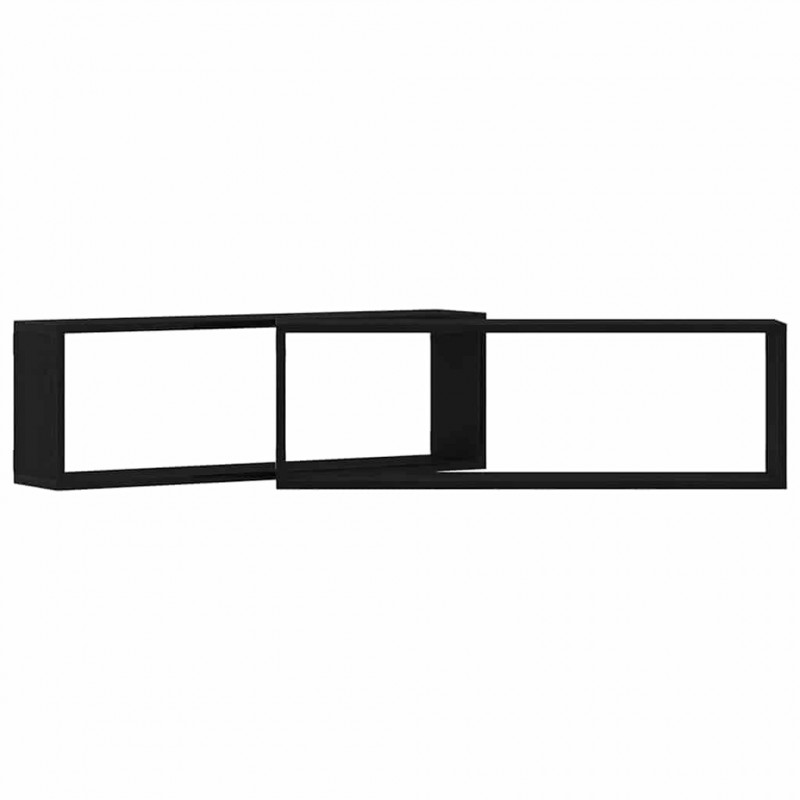 Półki ścienne z półką 2 pcs Czarny Dąb 80 x 15 x 26 cm