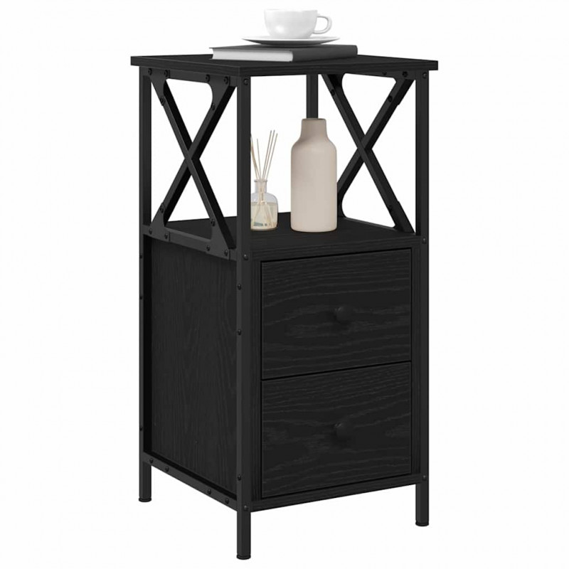 Szafka Nocna z szufladą 2 pcs Czarny Dąb 34 x 35,5 x 70 cm