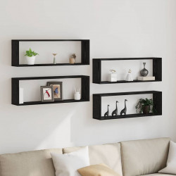 Półki ścienne z półką 4 pcs Czarny Dąb 80 x 15 x 26 cm