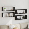 Półki ścienne z półką 4 pcs Czarny Dąb 80 x 15 x 26 cm
