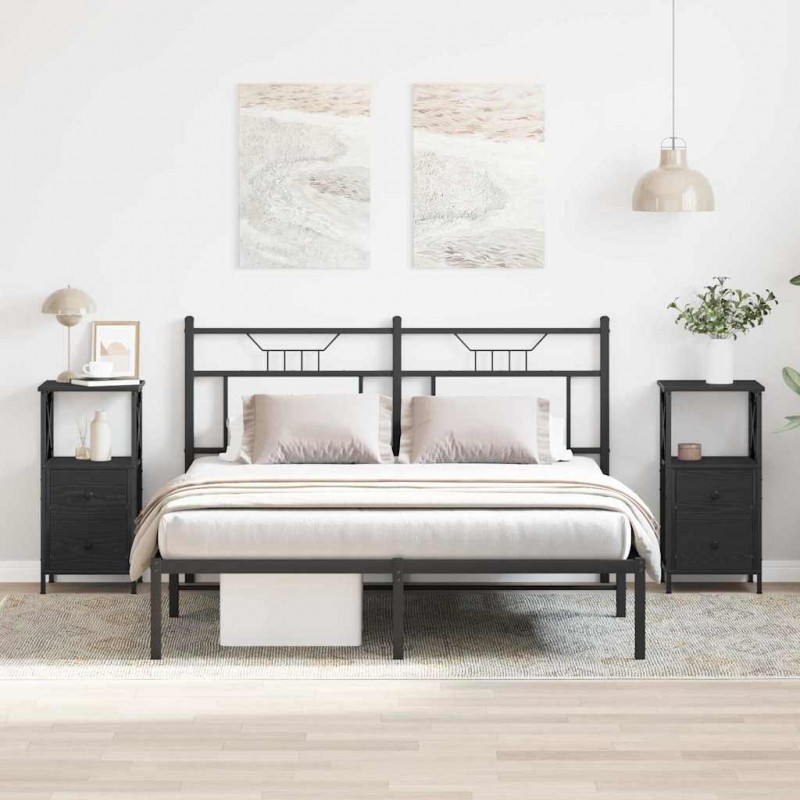 Szafka Nocna z szufladą 2 pcs Czarny Dąb 34 x 35,5 x 70 cm