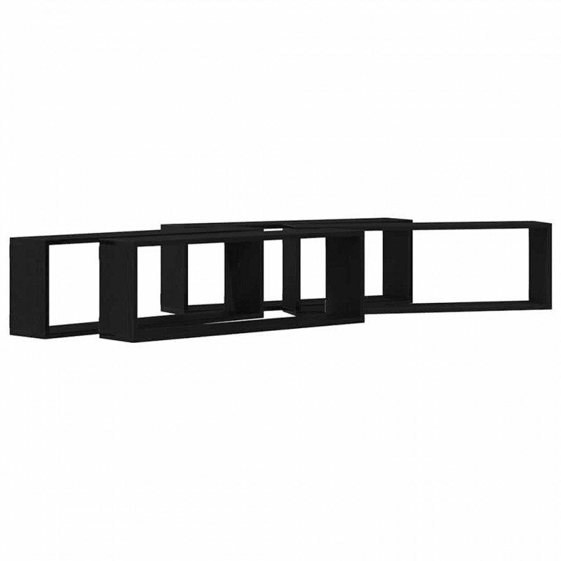 Półki ścienne z półką 4 pcs Czarny Dąb 80 x 15 x 26 cm