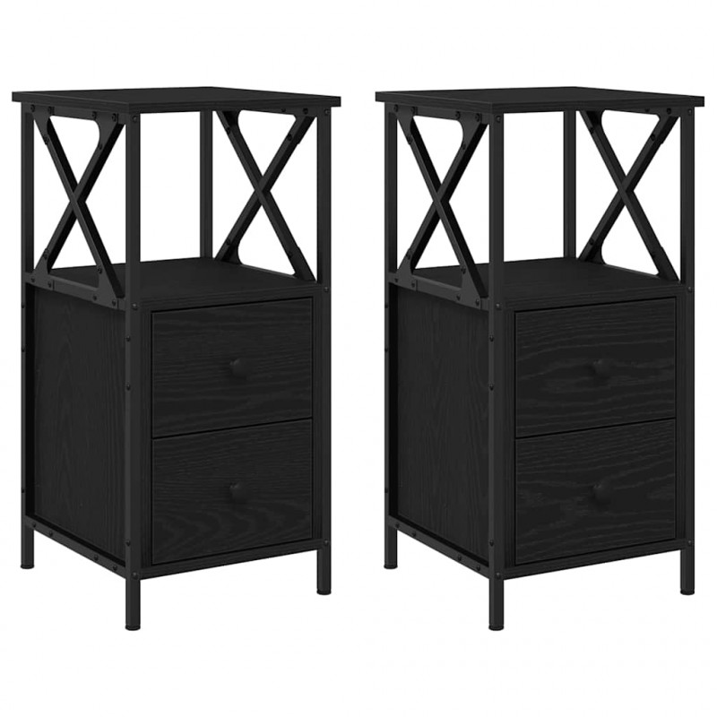 Szafka Nocna z szufladą 2 pcs Czarny Dąb 34 x 35,5 x 70 cm