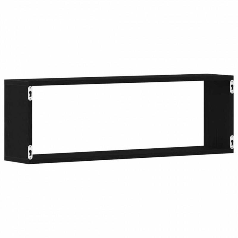 Półki ścienne z półką 4 pcs Czarny Dąb 80 x 15 x 26 cm