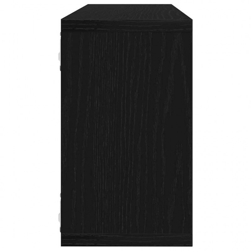 Półki ścienne z półką 4 pcs Czarny Dąb 80 x 15 x 26 cm