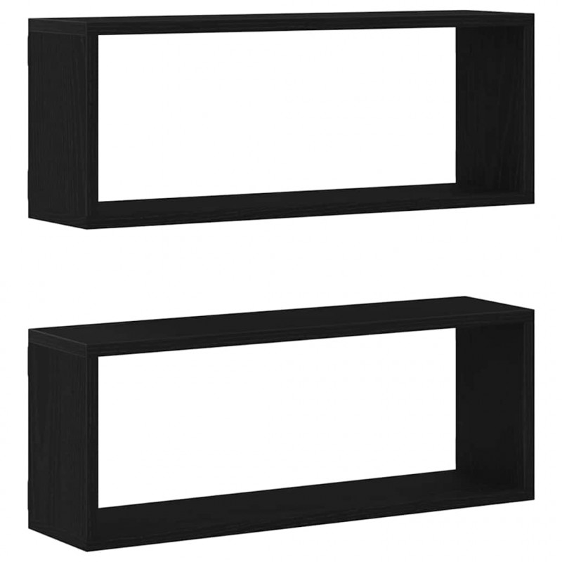 Półki ścienne z półką 2 pcs Czarny Dąb 60 x 15 x 23 cm