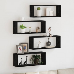 Półki ścienne z półką 4 pcs Czarny Dąb 60 x 15 x 23 cm