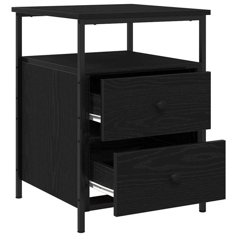 Szafka Nocna z szufladą 2 pcs Czarny Dąb 34 x 35,5 x 50 cm