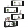 Półki ścienne z półką 4 pcs Czarny Dąb 60 x 15 x 23 cm