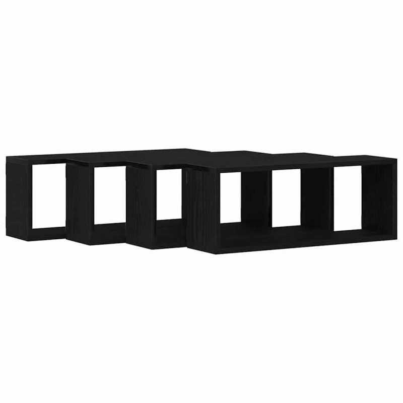 Półki ścienne z półką 4 pcs Czarny Dąb 60 x 15 x 23 cm