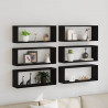 Półki ścienne z półką 6 pcs Czarny Dąb 60 x 15 x 23 cm