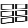 Półki ścienne z półką 6 pcs Czarny Dąb 60 x 15 x 23 cm