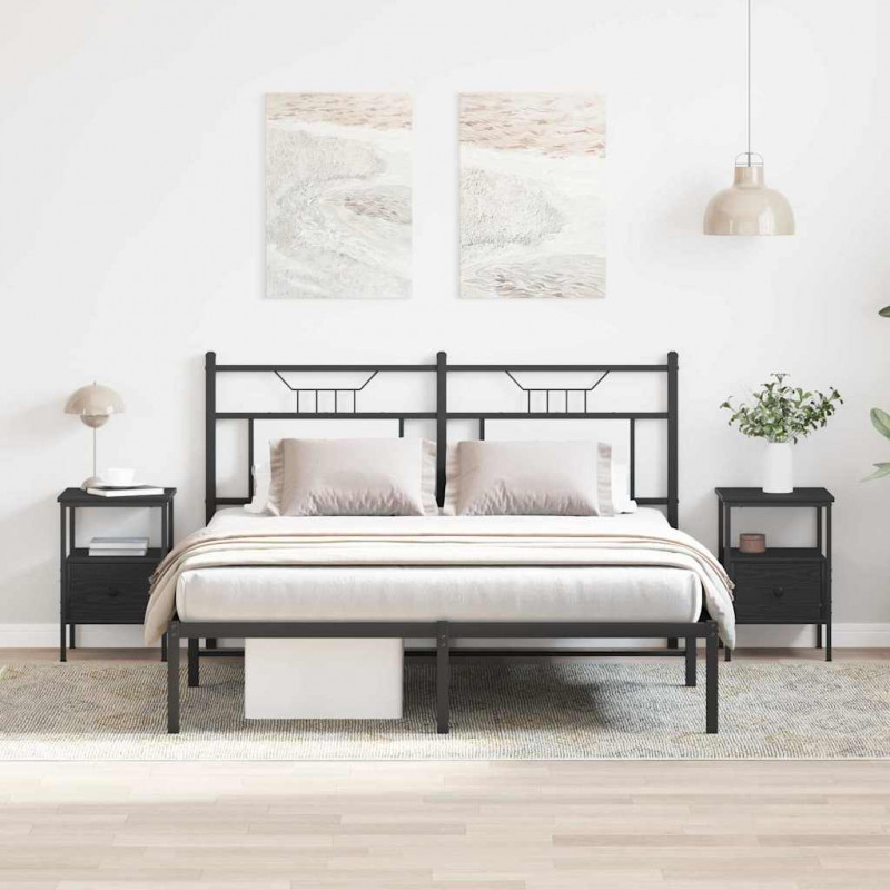 Szafka Nocna z szufladą 2 pcs Czarny Dąb 34 x 36 x 50 cm