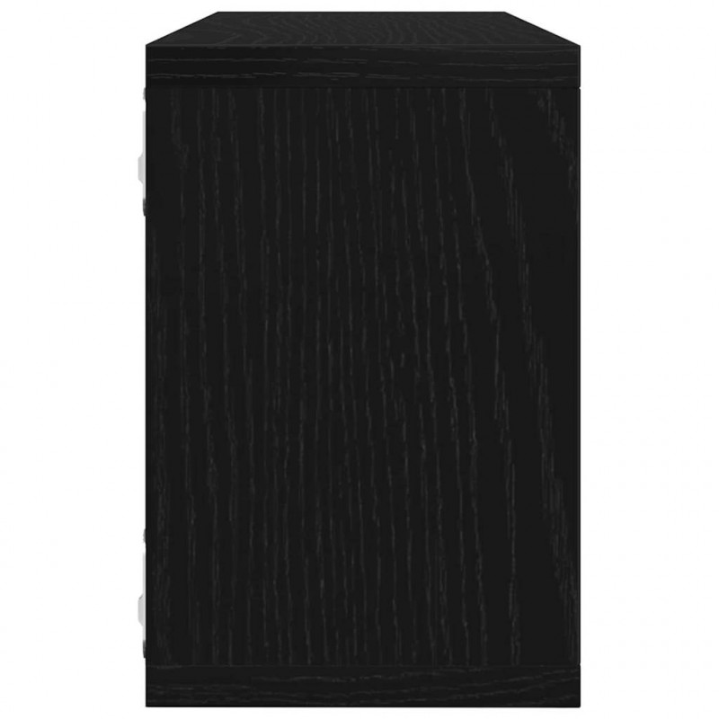 Półki ścienne z półką 6 pcs Czarny Dąb 60 x 15 x 23 cm