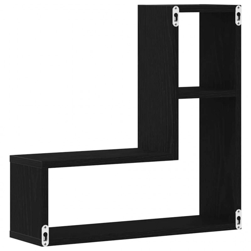 Półka ścienna z półką 2 pcs Czarny Dąb 50 x 15 x 85 cm