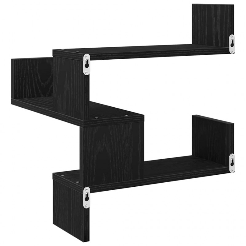 Półka ścienna z półką 2 pcs Czarny Dąb 40 x 40 x 49,5 cm