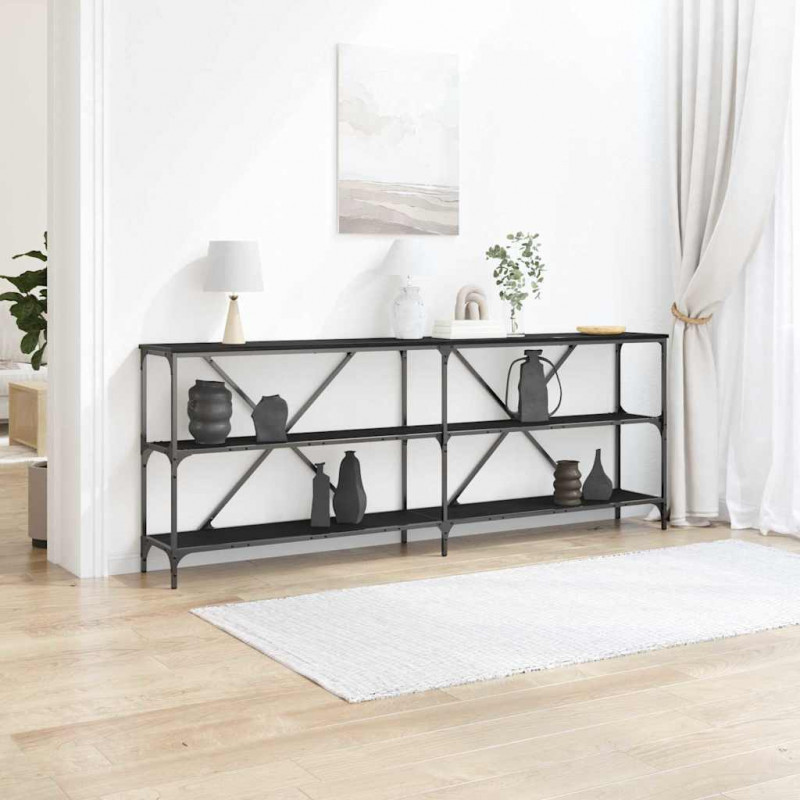 Konsola Czarny Dąb 200 x 30 x 75 cm Materiał drewnopochodny
