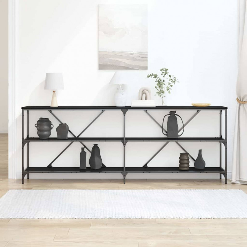 Konsola Czarny Dąb 200 x 30 x 75 cm Materiał drewnopochodny