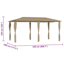 Altana z pokryciem słupków 2,98x5,3x2,59 m, taupe, 160 g/m²