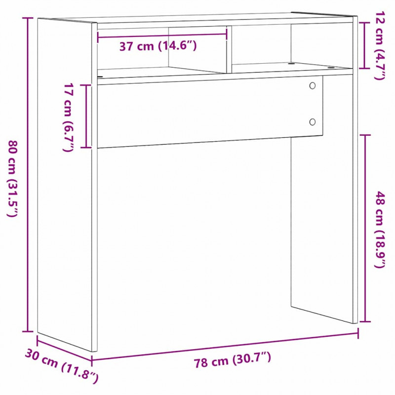 Konsola Czarny Dąb 78 x 30 x 80 cm Materiał drewnopochodny