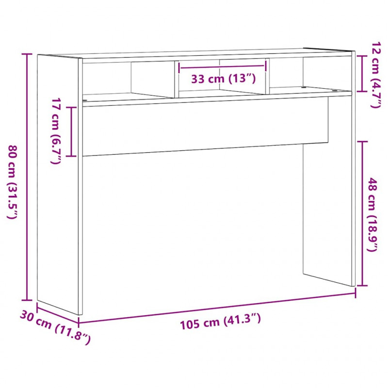 Konsola Czarny dąb 105 x 30 x 80 cm Materiał drewnopochodny