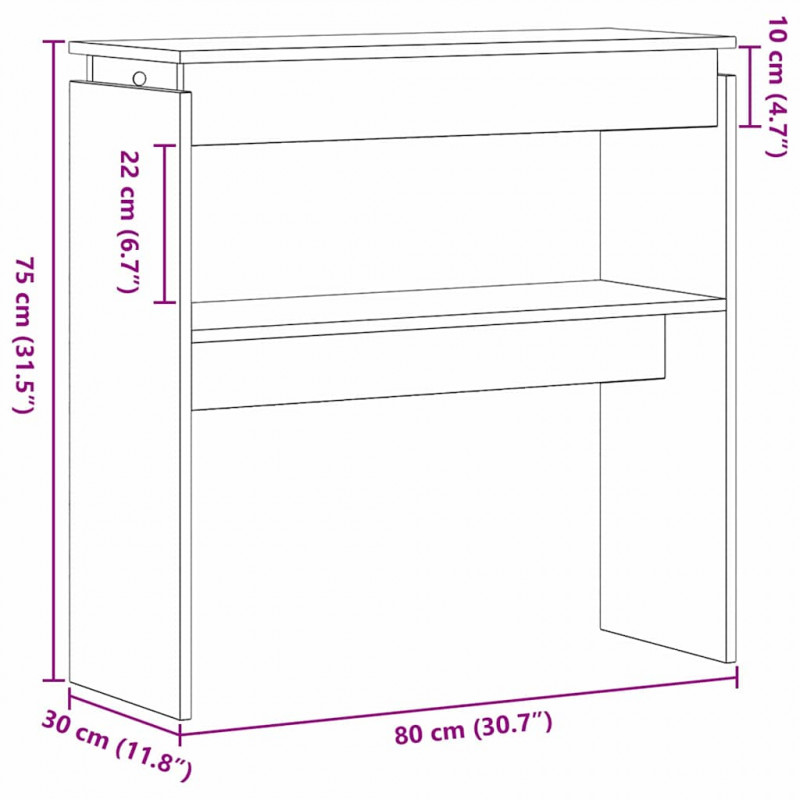 Konsola Czarny Dąb 80 x 30 x 80 cm Materiał drewnopochodny
