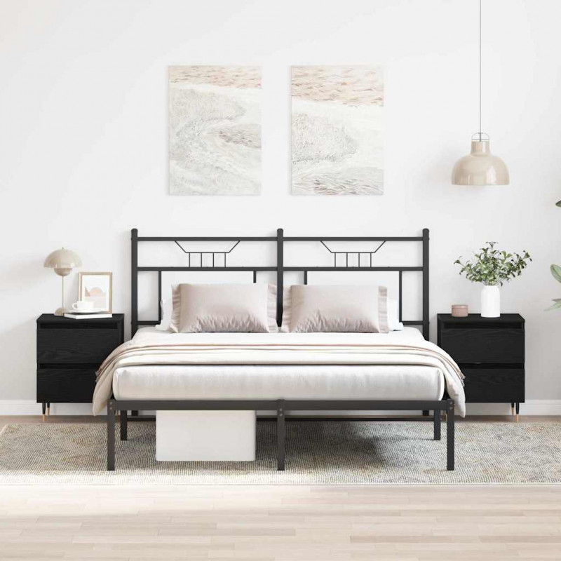 Szafka Nocna z szufladą 2 pcs Czarny Dąb 40 x 35 x 50 cm