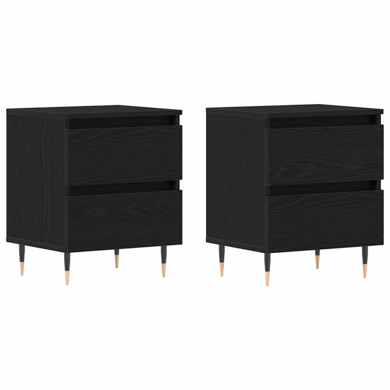 Szafka Nocna z szufladą 2 pcs Czarny Dąb 40 x 35 x 50 cm
