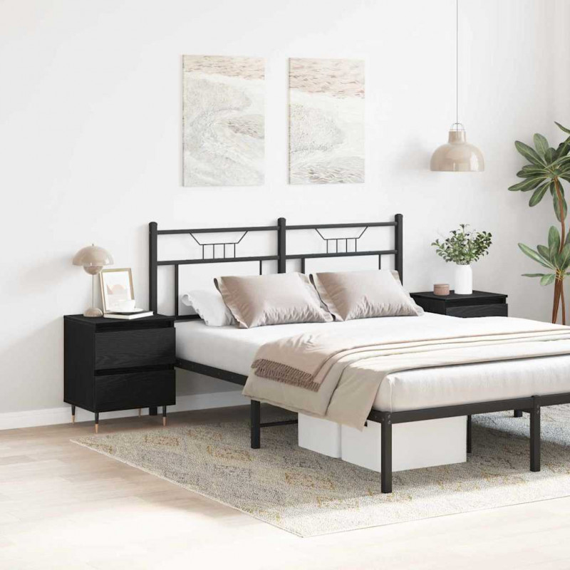 Szafka Nocna z szufladą 2 pcs Czarny Dąb 40 x 35 x 50 cm