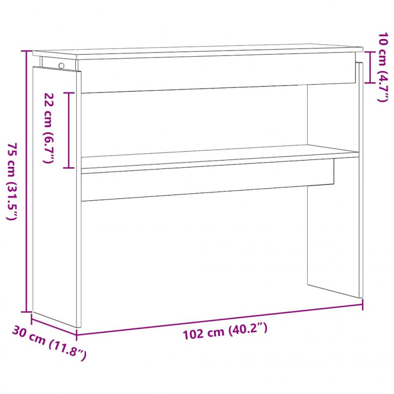 Konsola Czarny Dąb 80 x 30 x 102 cm Materiał drewnopochodny