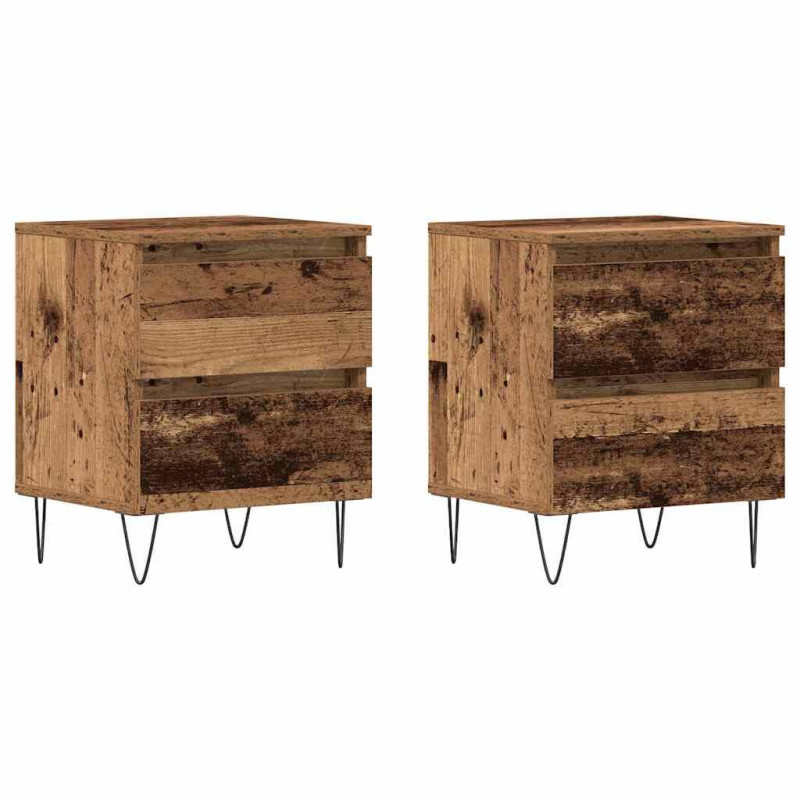 Szafka Nocna z szufladą 2 pcs Stare drewno 40 x 35 x 50 cm