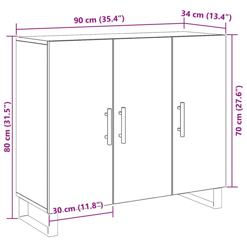 Bufet Stare drewno 90 x 34 x 80 cm Materiał drewnopochodny