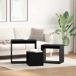 Stolik Nesting 3 pcs Czarny Dąb Materiał drewnopochodny
