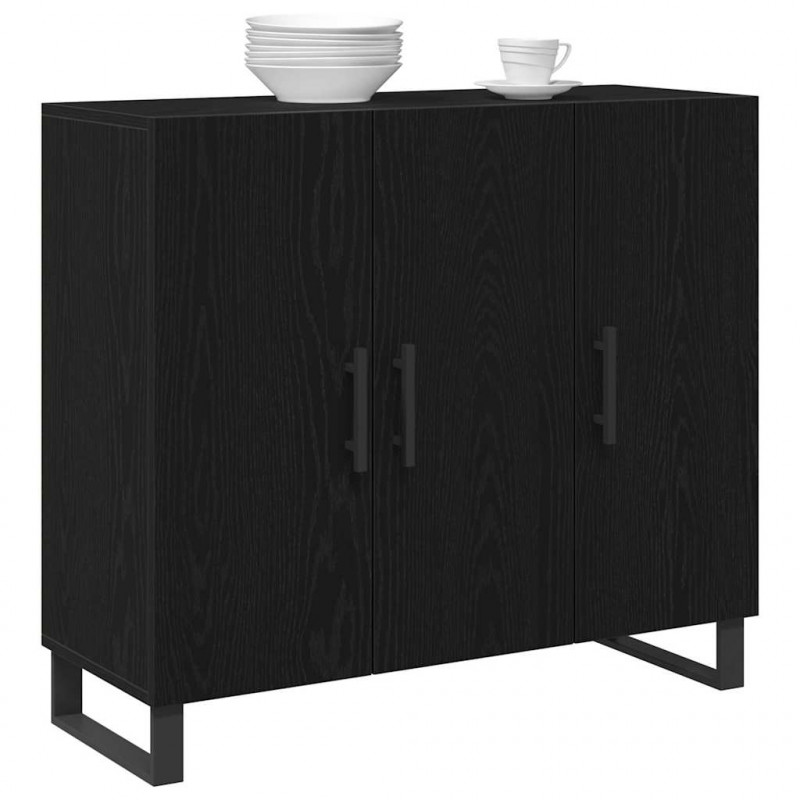 Bufet Czarny Dąb 90 x 34 x 80 cm Materiał drewnopochodny