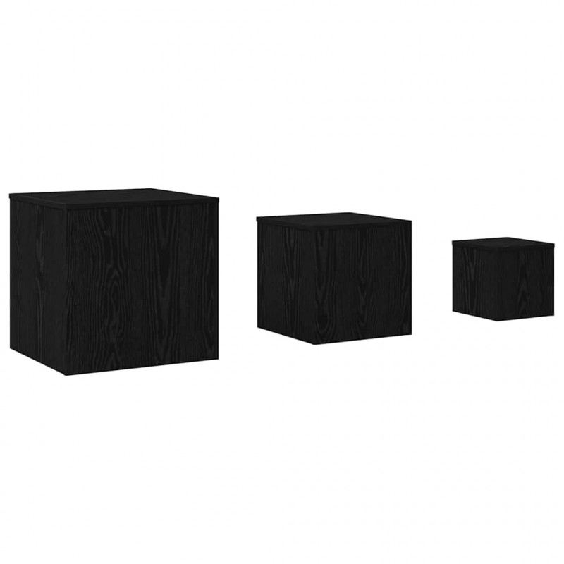 Stolik Nesting 3 pcs Czarny Dąb Materiał drewnopochodny