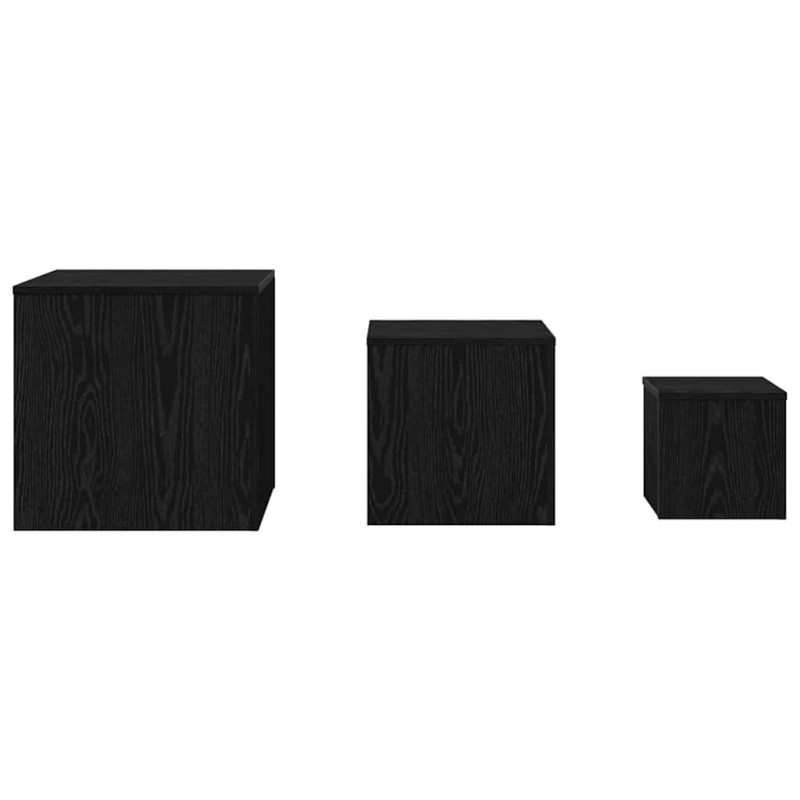 Stolik Nesting 3 pcs Czarny Dąb Materiał drewnopochodny
