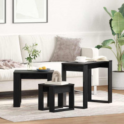 Stolik gniazdowy 3 pcs Czarny Dąb Materiał drewnopochodny