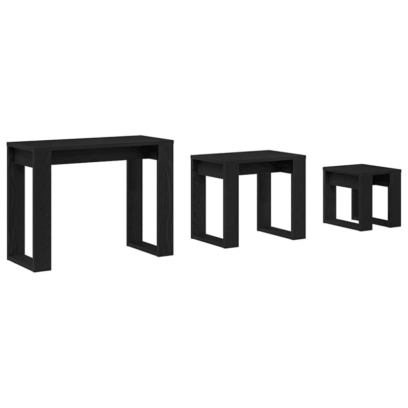 Stolik gniazdowy 3 pcs Czarny Dąb Materiał drewnopochodny