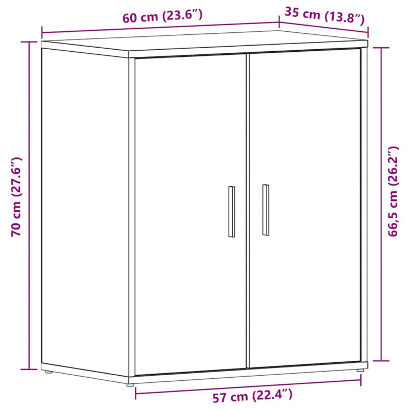 Szafka na buty z półką z drzwiami Czarny Dąb 60 x 35 x 70 cm